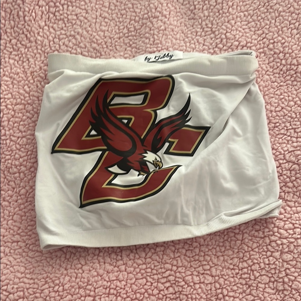 White Tube Top with Red and Black Logo